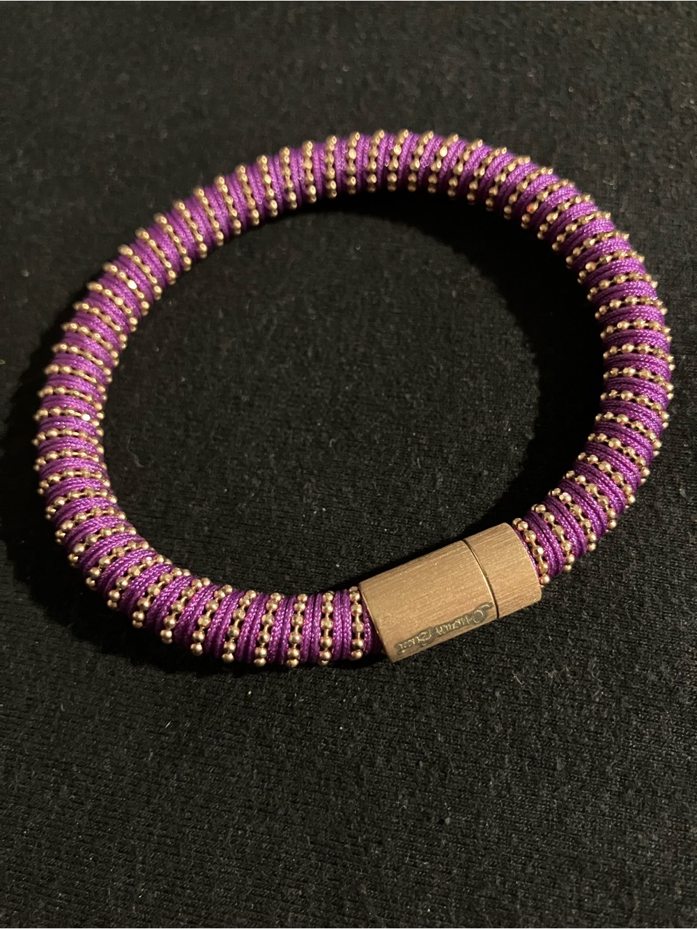 Carolina Bucci Purple & Gold Silk Twister Bracelet Bangle - Picture 3 of 6